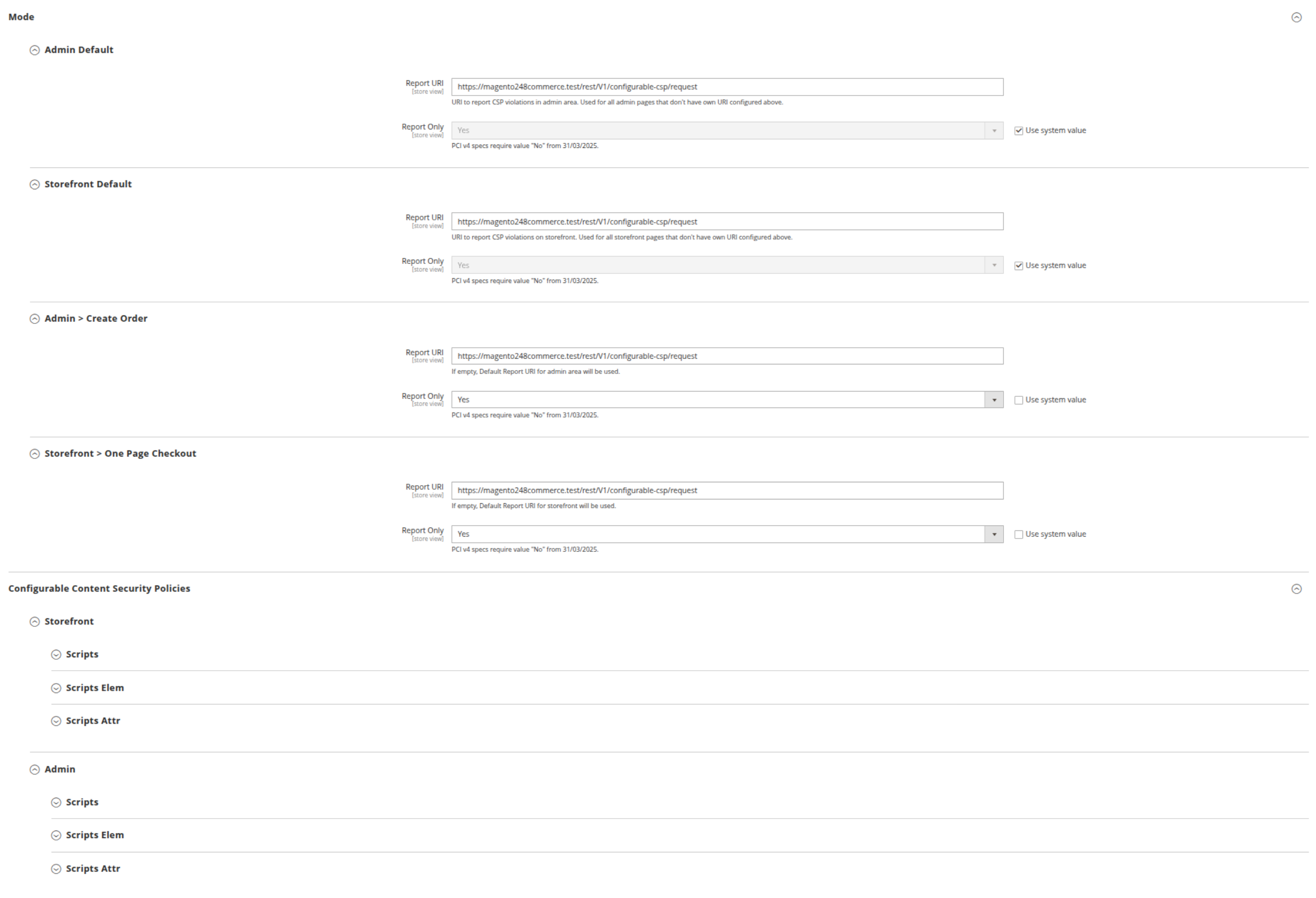 csp magento config