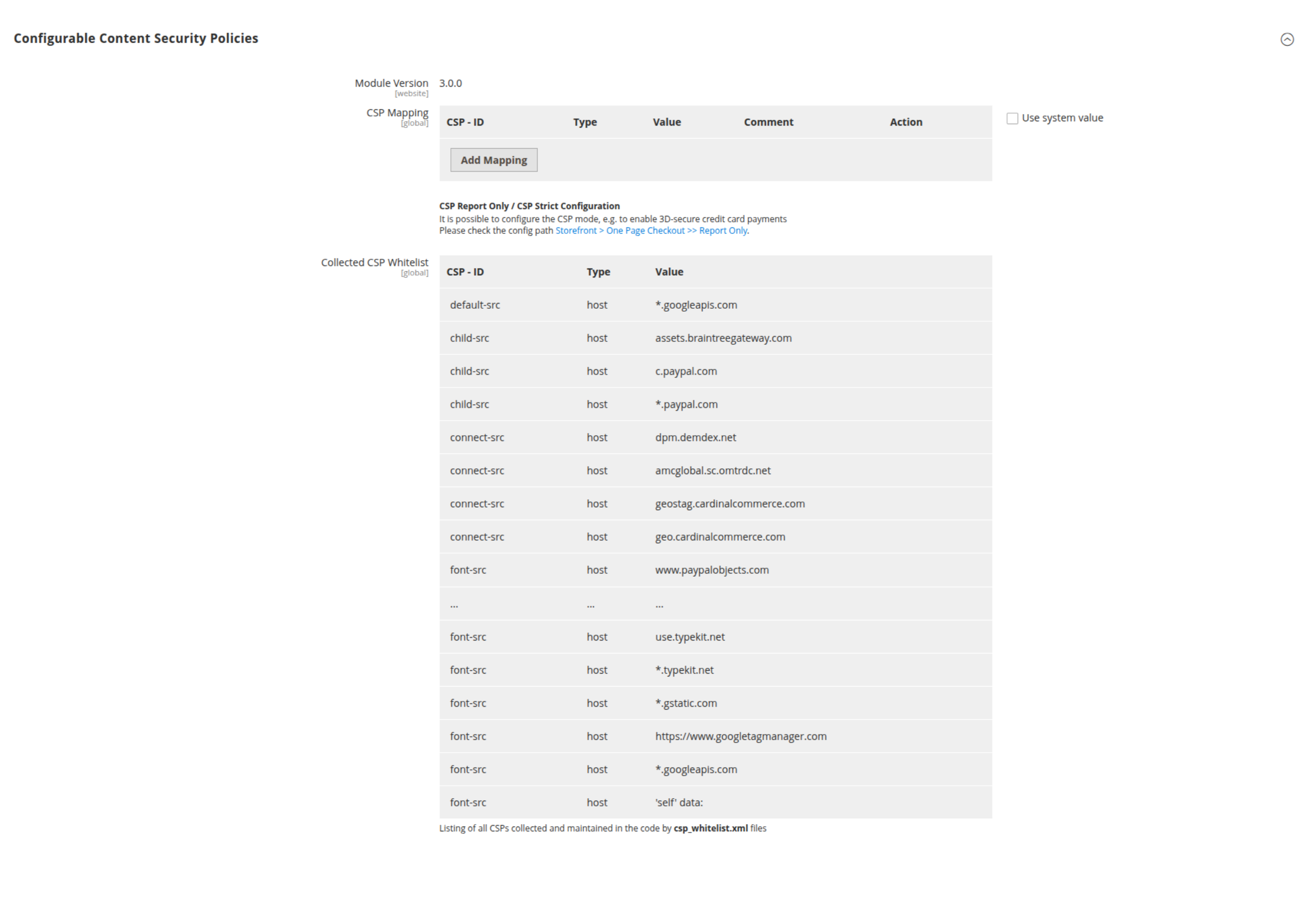 csp module config