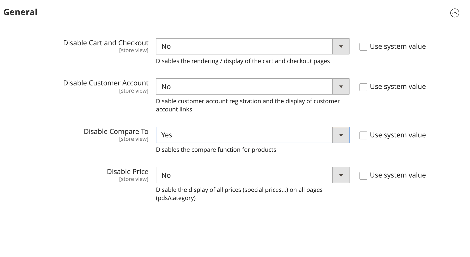 disable compare config