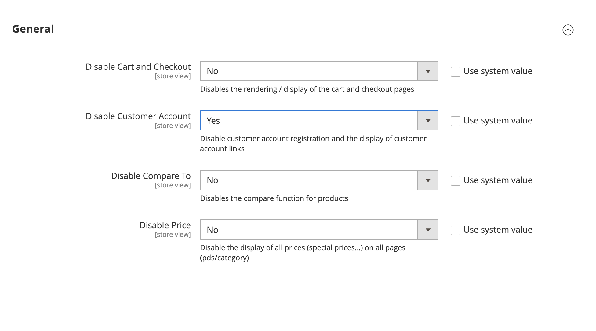 disable customer config