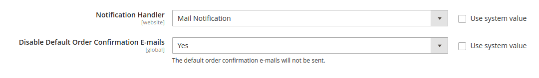 order export notification handler