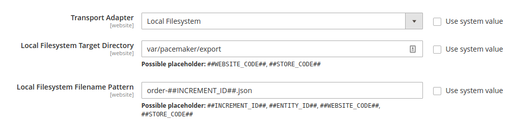 order export transport adapter