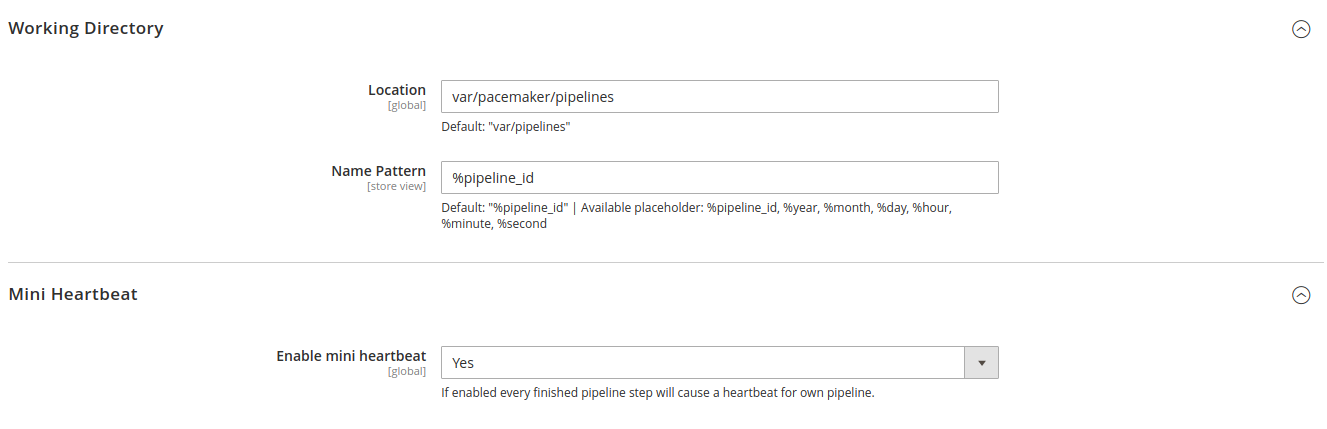 process pipelines general settings