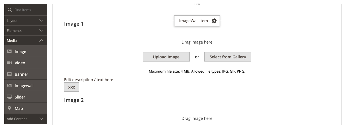 Pagebuilder Media Imagewall Item Options