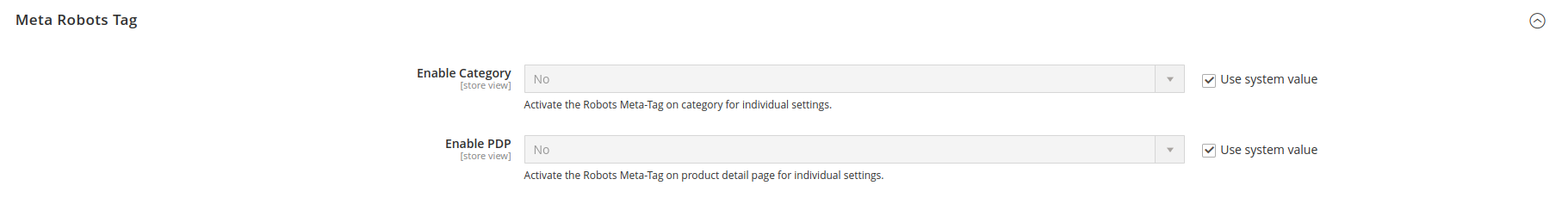 Meta Robots Optionen
